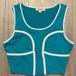 Love J Teal and White Crop Top